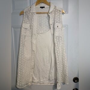 Massimo Dutti White Eyelet Button-Up Top